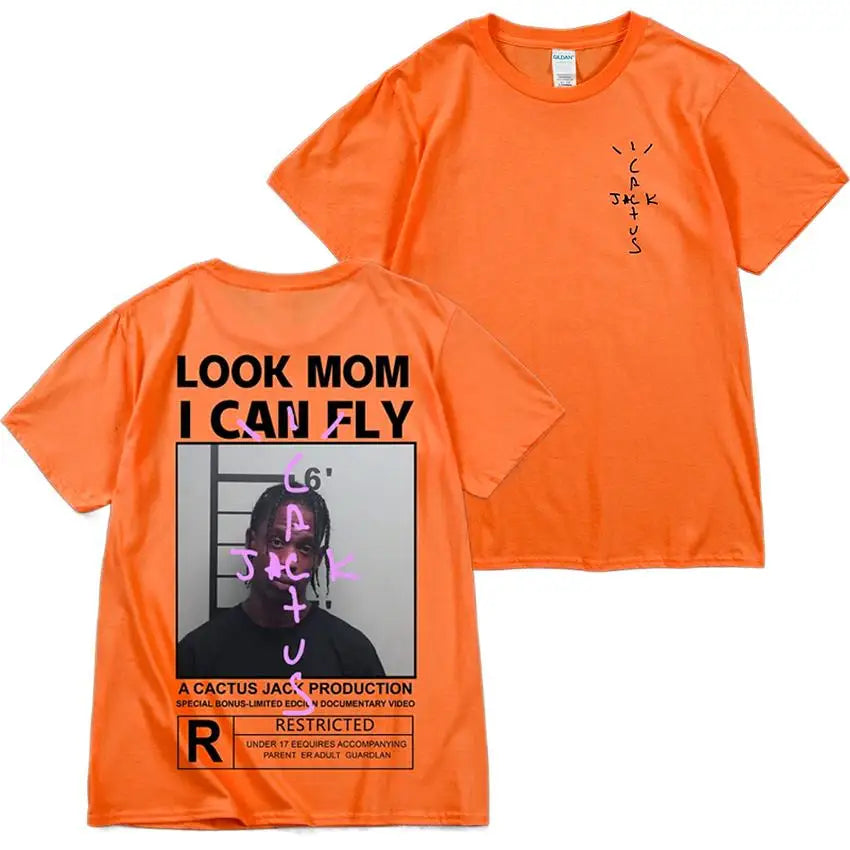 HOT SALE Cactus Jack T-Shirt High Quality Cotton Men Women LOOK MOM I CAN FLY Tee ASTROWORLD Hip Hop Short Sleeve Tshirts Tops